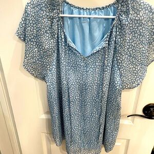 Blue leopard print blouse large
